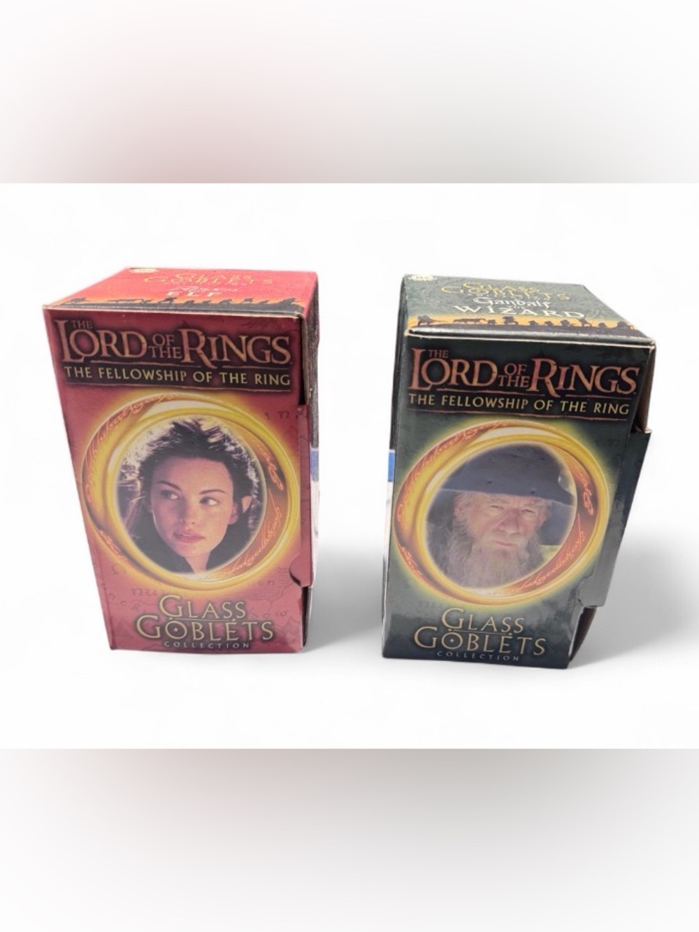 Vintage 2001 Lord of the Rings Burger King Light Up Glass Goblets Lot of 2